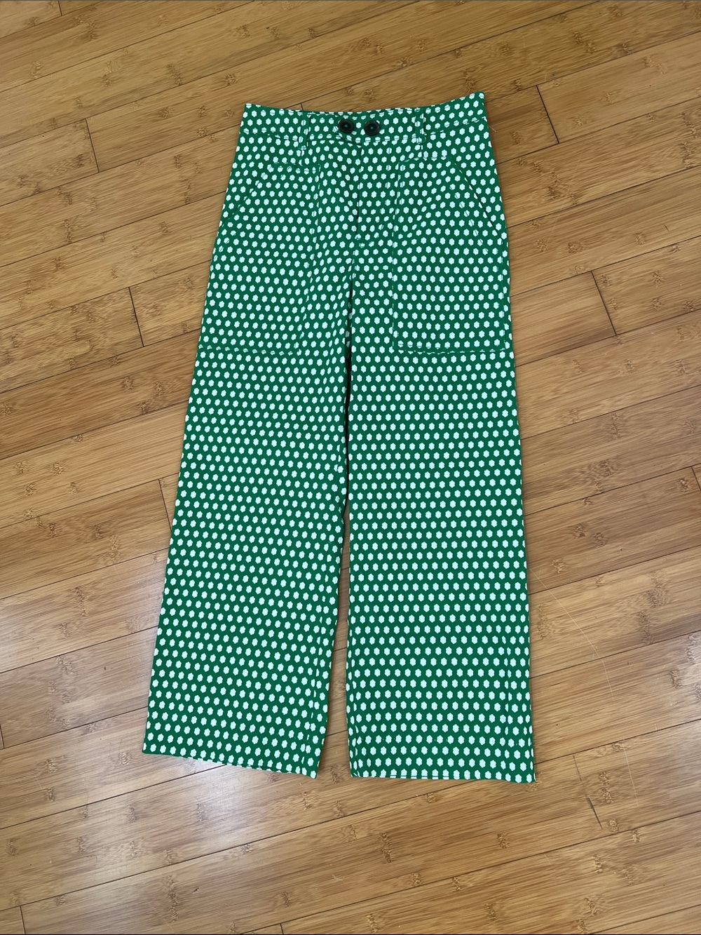 Maeve Green & White print Pants size 2
